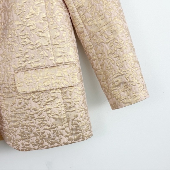 Zara Basic Metallic Rose Jacquard Blazer Jacket Size XS - Picture 7 of 14
